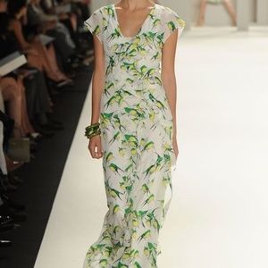 Carolina Herrera yellow and green sparrow dress sz